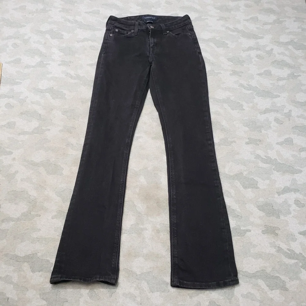 Aeropostale Jeans Womens 2 Long Black Bootcut Denim Dark Wash Stretch